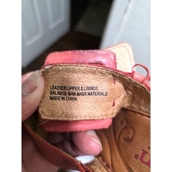 Born Coral Leather Wedge Sandals Adjustable Buckle & Cork Heel Women Size 7 - Picture 9 of 10